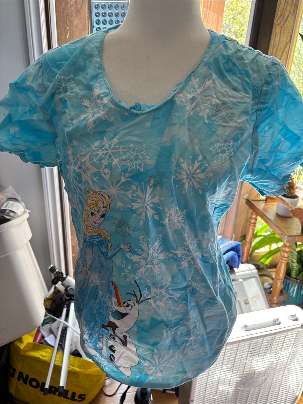 Disney Blue Frozen Elsa & Olaf Scrub Top